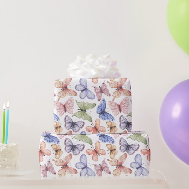 Papel De Regalo Cumpleaños de Mariposa Morada (Regalos de fiesta)