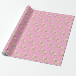 Papel De Regalo Cumpleaños de Mariposas Rosadas Femeninas