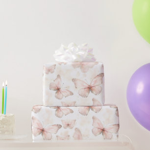 Papel De Regalo Cumpleaños de Mariposas Rosadas Lindas