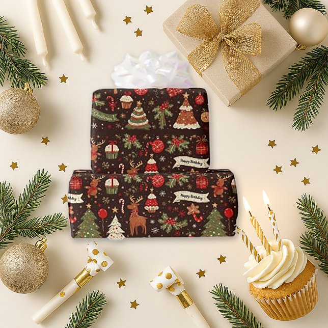 Papel De Regalo Cumpleaños de Navidad a Medianoche (Subido por el creador)
