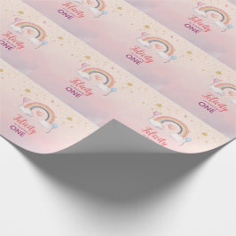 Papel De Regalo Cumpleaños de niña con arcoíris pastel colorido