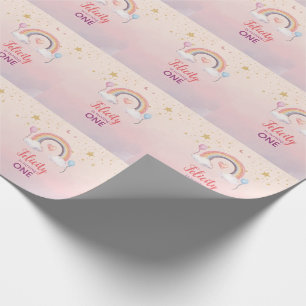 Papel De Regalo Cumpleaños de niña con arcoíris pastel colorido