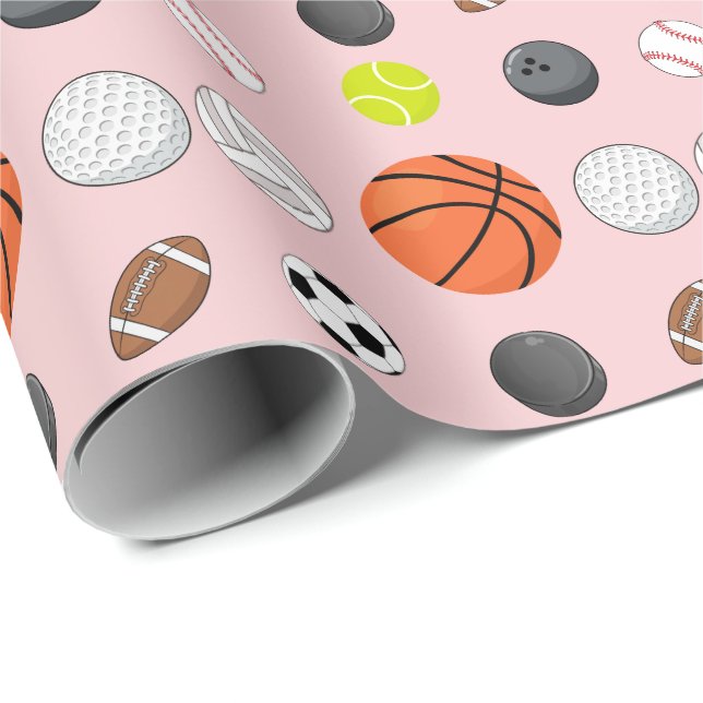 Papel De Regalo Cumpleaños de niña multi deporte (Esquina del rollo)