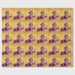 Papel De Regalo Cumpleaños de niña superheroína rosa