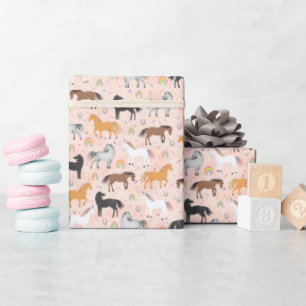 Papel De Regalo Cumpleaños de Niñas Dulces Mágicas Unicornio Rosa