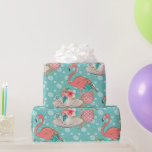 Papel De Regalo Cumpleaños de niñas pájaros flamencos rosa tropica<br><div class="desc">Agrega un toque de diversión tropical a tus regalos con este papel de regalo Flamingo Tropical. Este vibrante patrón sin costuras presenta elegantes flamencos rosados entre exuberantes hojas de palmera, flores tropicales y quizás un toque de agua, en tonos brillantes de coral, verde y turquesa. Perfecto para fiestas de cumpleaños...</div>