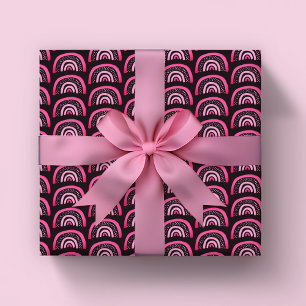 Papel De Regalo Cumpleaños de niñas rosa arcoíris negro