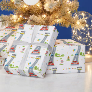 Papel De Regalo Cumpleaños de niños con coches de carreras