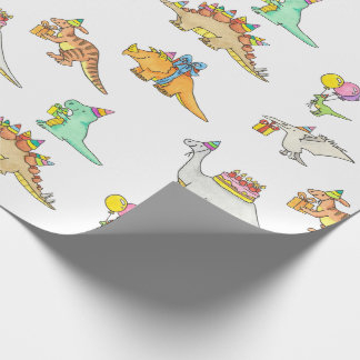 Papel De Regalo Cumpleaños de niños con dinosaurios lindos