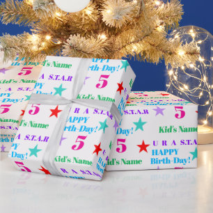 Papel De Regalo Cumpleaños de niños con el colorido tema estrella