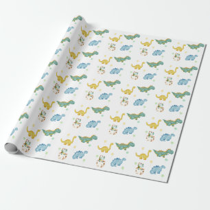 Papel De Regalo Cumpleaños de niños dinosaurios