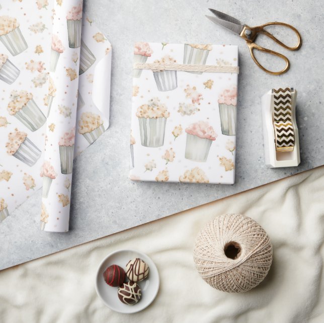 Papel De Regalo Cumpleaños de palomitas de maíz rosa amarillo (Artesanía)