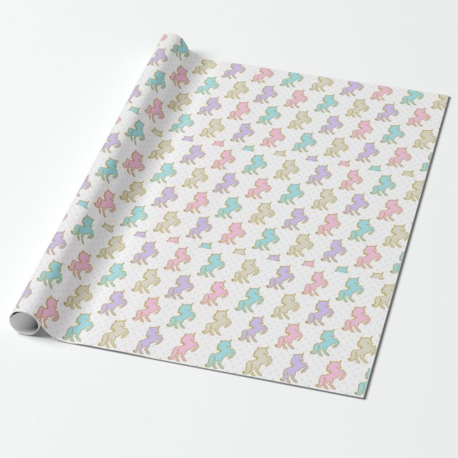 Papel De Regalo Cumpleaños de Pastel Unicornio (Desenrollado)