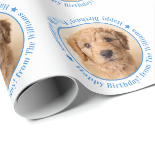 Papel De Regalo Cumpleaños de perro con foto personalizada
