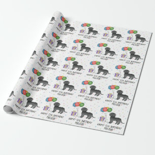 Papel De Regalo Cumpleaños de perro de dibujos animados Mini Golde