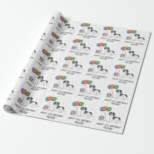 Papel De Regalo Cumpleaños de perro mini Goldendoodle negro parti-