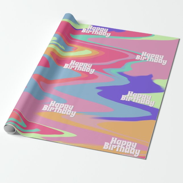Papel De Regalo Cumpleaños de personalizable Groovy (Desenrollado)