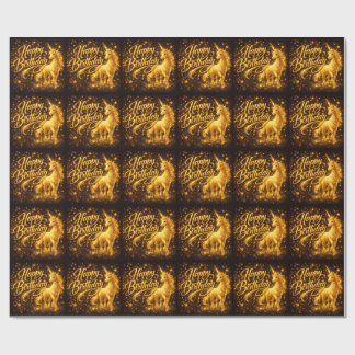 Papel De Regalo Cumpleaños de Polvo de Estrellas Doradas — Unicorn