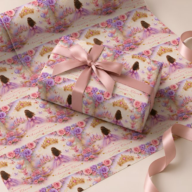 Papel De Regalo Cumpleaños de Princesa con Libro Personalizado (Subido por el creador)