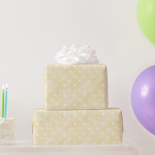 Papel De Regalo Cumpleaños de puntos blancos amarillos (Regalos de fiesta)