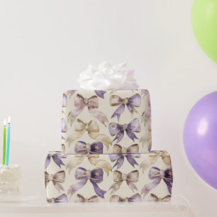 Papel De Regalo Cumpleaños de Purple Gold Bows