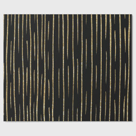 Papel De Regalo Cumpleaños de purpurina dorada y rayas negras 