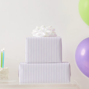 Papel De Regalo Cumpleaños de rayas blancas y lavanda