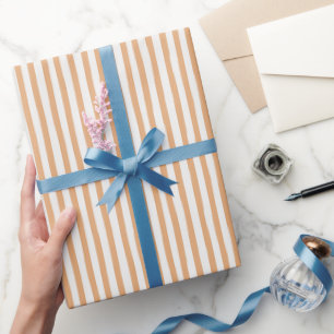 Papel De Regalo Cumpleaños de rayas blancas y melocotón naranja