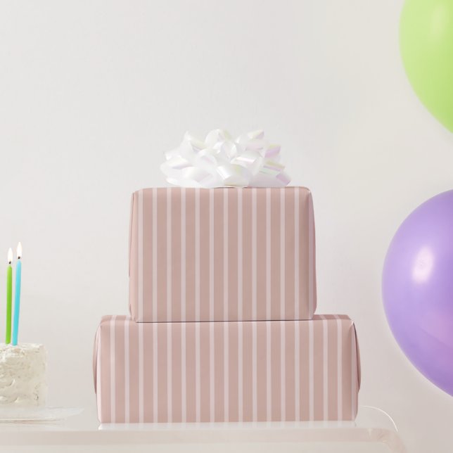 Papel De Regalo Cumpleaños de rayas con rubor rosa (Regalos de fiesta)