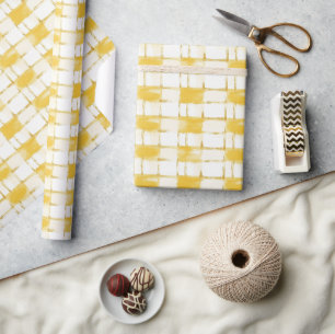 Papel De Regalo Cumpleaños de rayas de cuadros blancos de oro amar