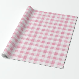 Papel De Regalo Cumpleaños de rayas de cuadros blancos y rosados
