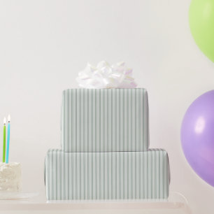 Papel De Regalo Cumpleaños de rayas dobles de menta verde