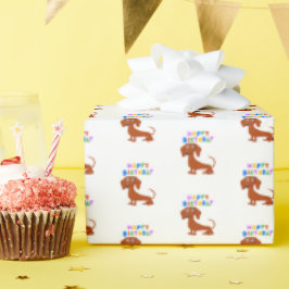 Papel De Regalo Cumpleaños de Red Dachshund