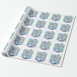 Papel De Regalo Cumpleaños de sirena morada con purpurina