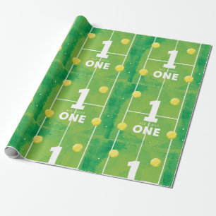 Papel De Regalo Cumpleaños de tenis primero en la cancha