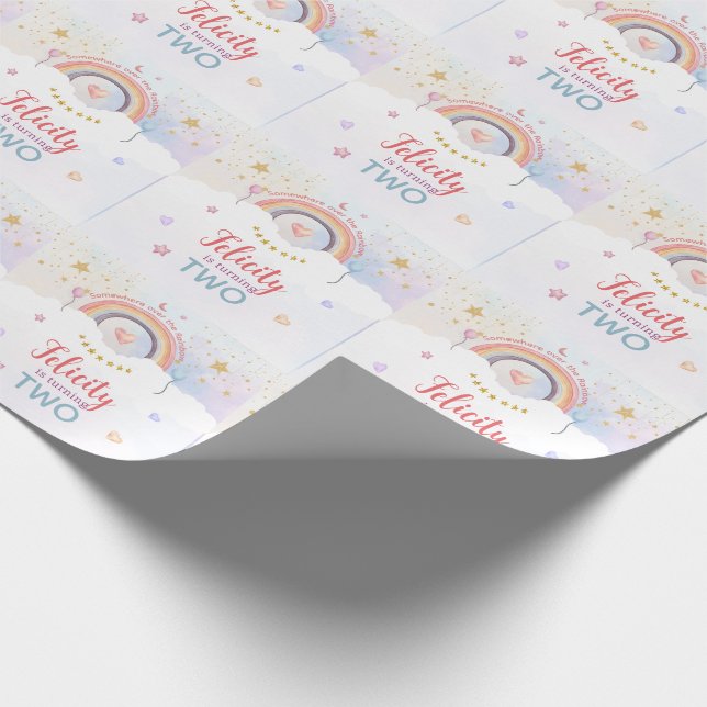 Papel De Regalo Cumpleaños de Tinte Amaranto Arcoíris Pastel (Esquina)
