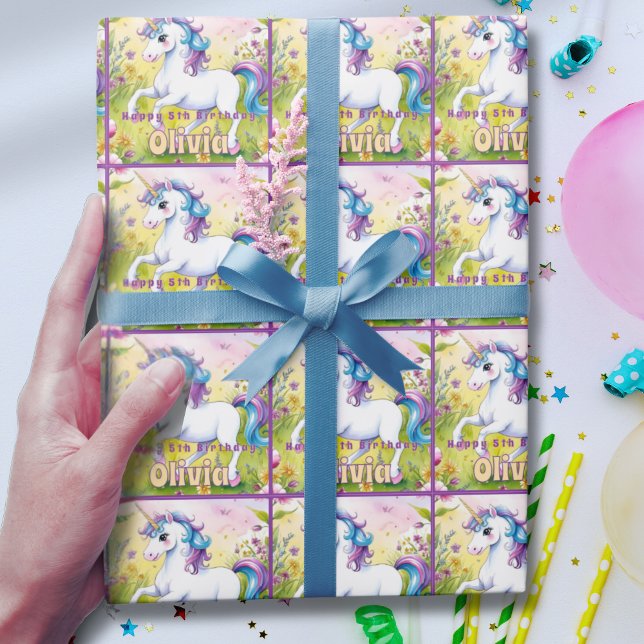 Papel De Regalo Cumpleaños de Unicorn, Personalizado del Pastel má (Subido por el creador)