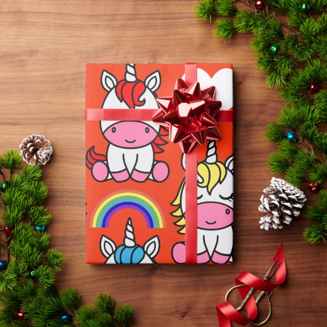 Papel De Regalo Cumpleaños de Unicorn Pony (Regalo de vacaciones)