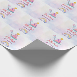 Papel De Regalo Cumpleaños de Unicornio Pastel Arcoíris para cualq