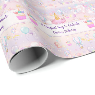 Papel De Regalo Cumpleaños de Unicornio Personalizado