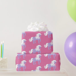 Papel De Regalo Cumpleaños de Unicornio Pink Purple