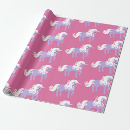 Papel De Regalo Cumpleaños de Unicornio Pink Purple