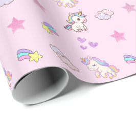 Papel De Regalo Cumpleaños de Unicornio Rosa Claro