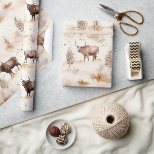 Papel De Regalo Cumpleaños de vaca altlandesa de granja occidental