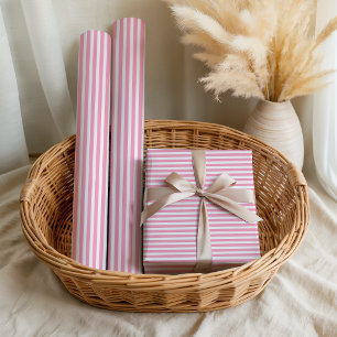Papel De Regalo Cumpleaños de verano de rayas rosadas para niñas