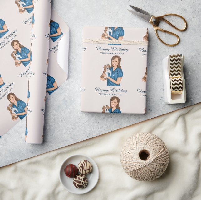 Papel De Regalo Cumpleaños De Veterinarios Médicos De Animales Vet (Artesanía)