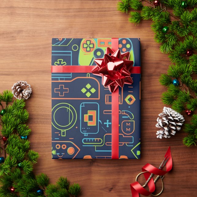 Papel De Regalo Cumpleaños de videojuegos Calavera – Es hora de ju (Regalo de vacaciones)