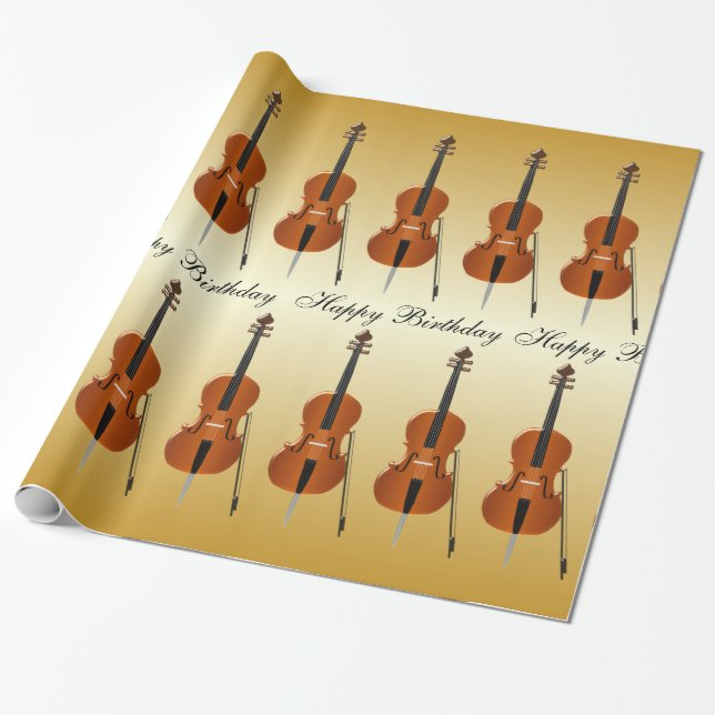 Papel De Regalo Cumpleaños de violonchelo (Desenrollado)