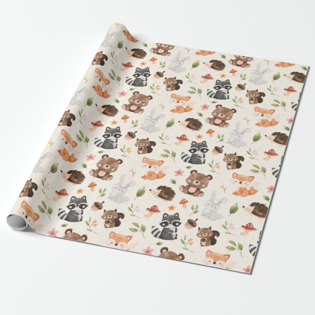 Papel De Regalo Cumpleaños de Woodland Animal Baby Shower (Desenrollado)
