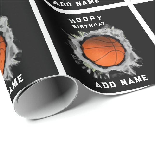 Papel De Regalo Cumpleaños del Baloncesto Personalizado (Esquina del rollo)